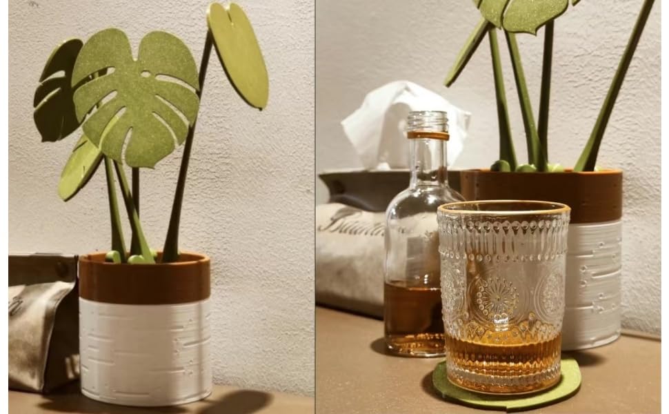 Monstera Coaster Set, 4 Count, Green Leaf Silicone Drink Coasters, Non Slip, Anti Stain, Heat Resistant, Hand Wash Only