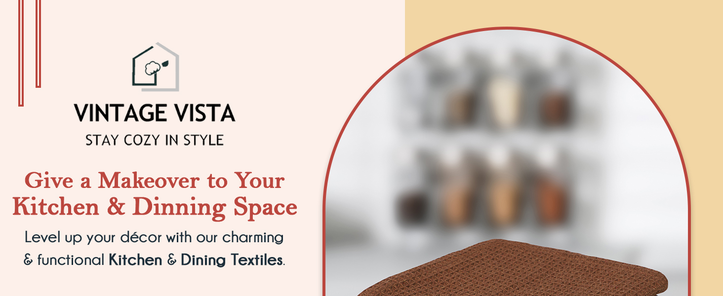 Vintage Vista 100% Cotton Waffle Dish Cloths (Pack of 6) - Dish Rags for Washing Dishes - Reusable & Highly Absorbent Kitchen Towels - Kitchen Rags fo Easter - (12