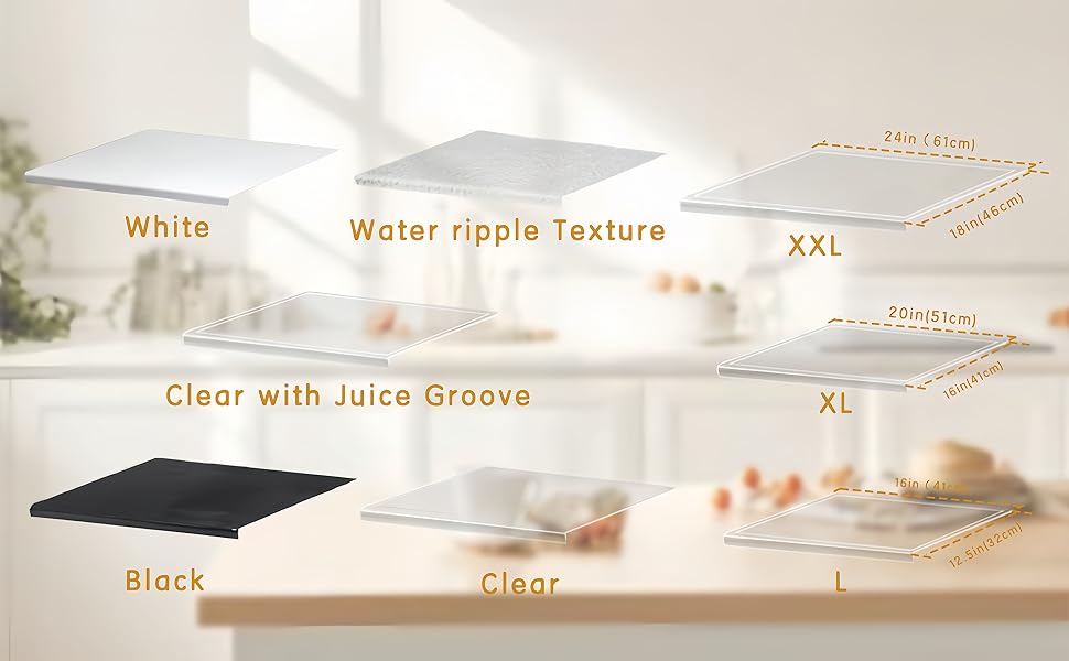 JJL Acrylic Cutting Board with Counter Lip, Anti-Slip, 16 x 12.5 Inches, Clear – Perfect for Cutting Bread, Meat, and Vegetables, Ideal Choice for Kitchen Countertop Décor