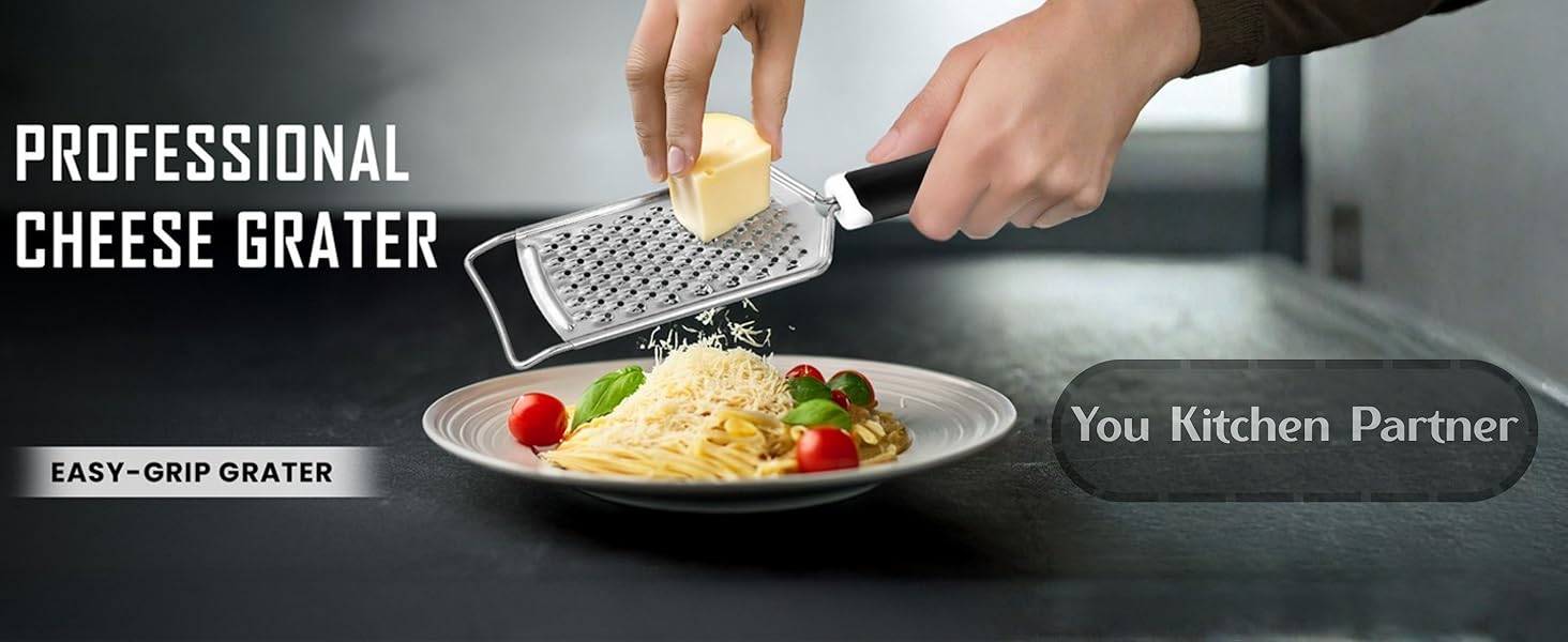 Handheld Cheese Grater & Cheese Shredder – Stainless Steel, Rust-Proof, Non-Slip Handle, Durable Flat Grater for Parmesan, Chocolate, Spices, Vegetables & More – Multi-Purpose & Easy to Clean.