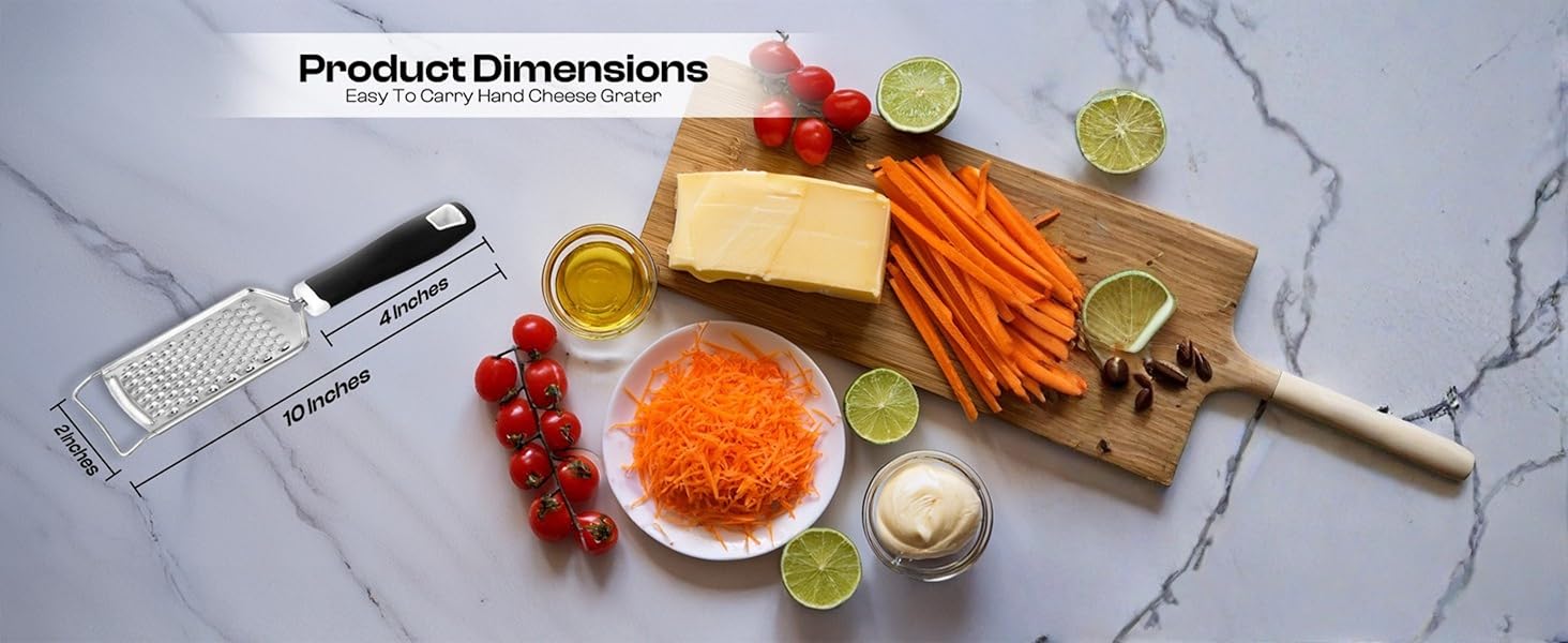 Handheld Cheese Grater & Cheese Shredder – Stainless Steel, Rust-Proof, Non-Slip Handle, Durable Flat Grater for Parmesan, Chocolate, Spices, Vegetables & More – Multi-Purpose & Easy to Clean.