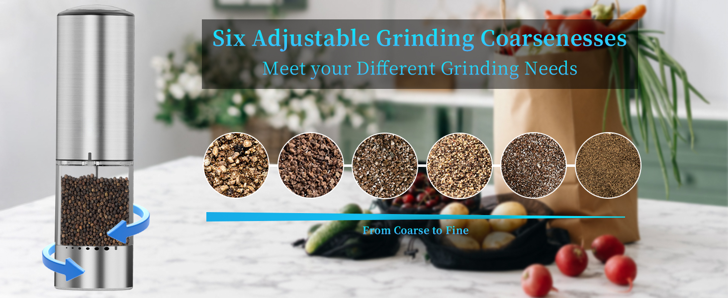 Electric Salt and Pepper Grinder Set Type-C Fast Charging, Automatic Salt and Pepper Shakers Adjustable Coarseness, Stainless Steel Rechargeable Salt and Pepper Grinder with LED Light