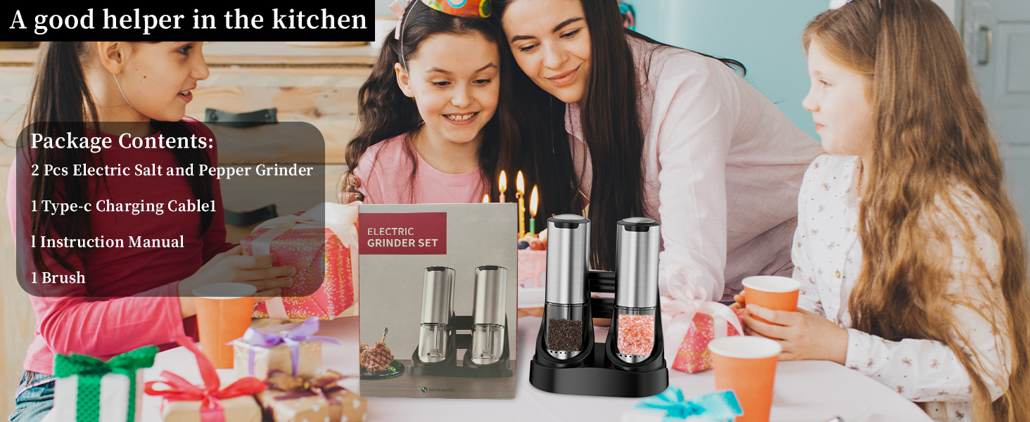 Electric Salt and Pepper Grinder Set Type-C Fast Charging, Automatic Salt and Pepper Shakers Adjustable Coarseness, Stainless Steel Rechargeable Salt and Pepper Grinder with LED Light