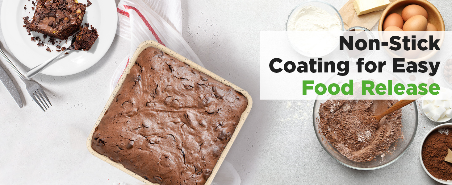 NutriChef 8-Piece Stackable Bakeware Set | Carbon Steel Non-Stick Baking Pan Set | Includes Sheet, Muffin, Round, Loaf, Square Cake & Deep Pans | No PFOA & PFOS | Oven Safe to 450 F | Marble Cream