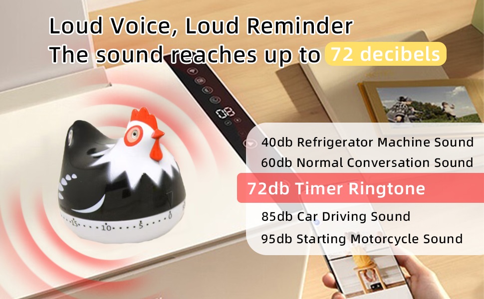Cute Chicken-Shaped Kitchen Timer – 60-Minute Mechanical Timer for Cooking, Baking, and Meal Prep (Black)