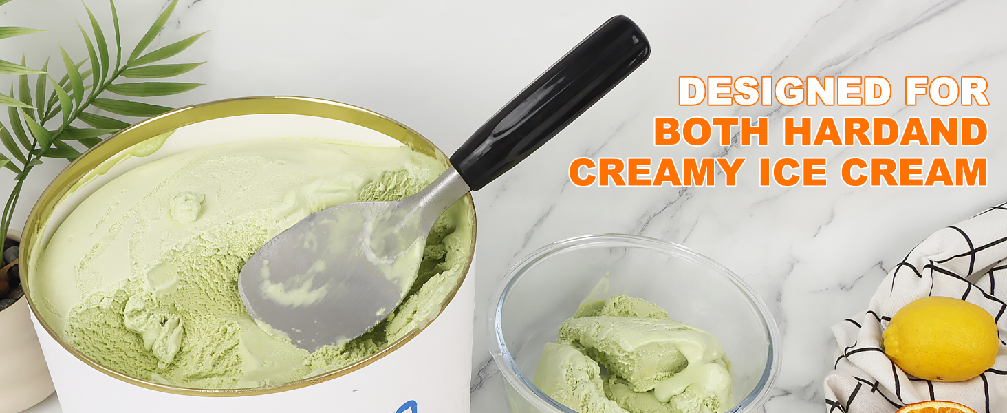 KAYCROWN Stainless Steel Ice Cream Spade with Non-Slip Handle, Heavy Duty Ice Cream Spade Scoop for Hard or Creamy Ice Cream, Durable Bend Proof Flat Ice Cream Paddle, Easy Scooping & Dishwasher Safe
