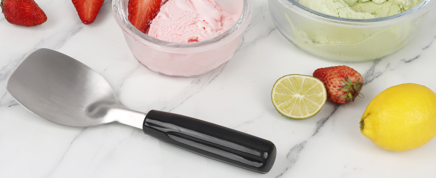 KAYCROWN Stainless Steel Ice Cream Spade with Non-Slip Handle, Heavy Duty Ice Cream Spade Scoop for Hard or Creamy Ice Cream, Durable Bend Proof Flat Ice Cream Paddle, Easy Scooping & Dishwasher Safe