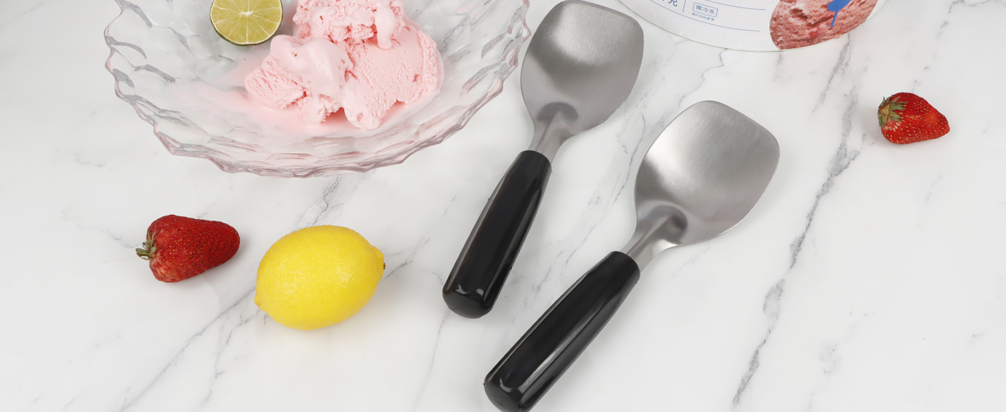 KAYCROWN Stainless Steel Ice Cream Spade with Non-Slip Handle, Heavy Duty Ice Cream Spade Scoop for Hard or Creamy Ice Cream, Durable Bend Proof Flat Ice Cream Paddle, Easy Scooping & Dishwasher Safe