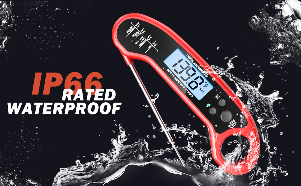 Meat Thermometer Digital, Instant Read Meat Thermometer for Grill and Cooking, Waterproof Food Thermometer for Kitchen and Outside, BBQ, Turkey, Candy, Liquids, Beef