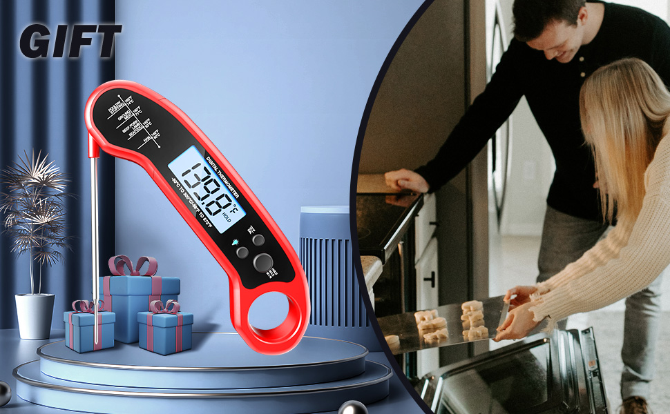 Meat Thermometer Digital, Instant Read Meat Thermometer for Grill and Cooking, Waterproof Food Thermometer for Kitchen and Outside, BBQ, Turkey, Candy, Liquids, Beef