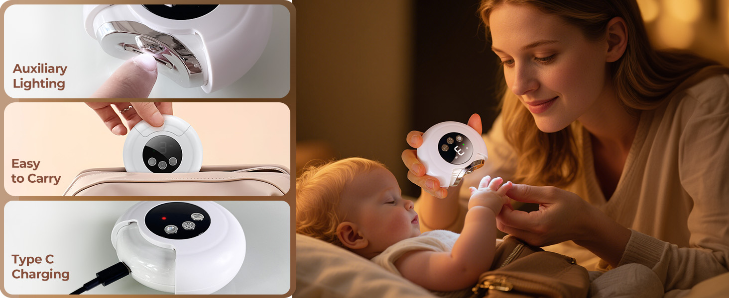 2025 New 3-in-1 Electric Nail Clippers, Baby Nail File, 3-Speeds, Polishing Automatic Nail Trimmer with Nail Chip Storage & LED Light, Rechargeable Safety Cutter for Women, Men, Baby, Seniors