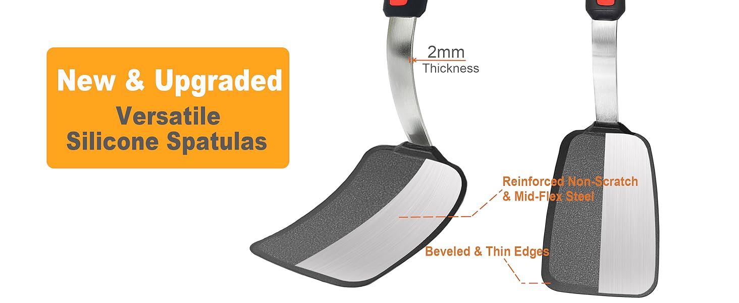 Mixed 5 Piece Silicone Spatula Set, 600F Heat-Resistant No-Melt Rubber Spatula Handle and Blade - Kitchen Cooking Utensils for Nonstick Cookware, Spatula Turner for Egg,Pancake,Burger- Dishwasher Safe