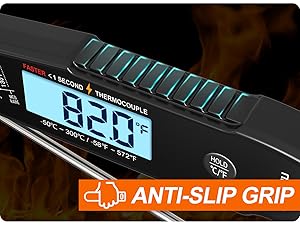 Atogou Meat Thermometer, Professional Food Thermometer, <1 Sec Instant Read, ±0.5℉ Accuracy, Thermocouple Sensor, Waterproof Digital Thermometer for Cooking, BBQ, Grill, Him Dad Birthday Gifts, Black