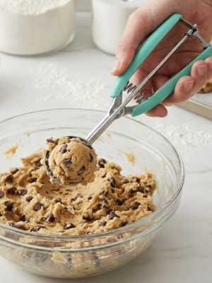 Cookie Scoop Set, 3Pcs Ice Cream Scoop, Cookie Scoops for Baking Set of 3, 18/8 Stainless Steel Cookie Scooper for Baking, Ice Cream Scooper with Trigger Release, Mint Soft Grip Cookie Dough Scoop