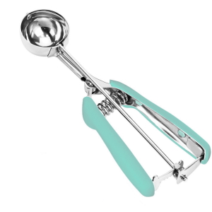 Cookie Scoop Set, 3Pcs Ice Cream Scoop, Cookie Scoops for Baking Set of 3, 18/8 Stainless Steel Cookie Scooper for Baking, Ice Cream Scooper with Trigger Release, Mint Soft Grip Cookie Dough Scoop