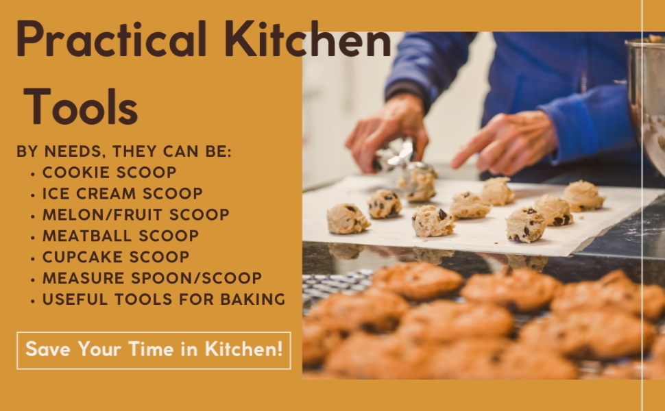 Cookie Scoop Set, 3Pcs Ice Cream Scoop, Cookie Scoops for Baking Set of 3, 18/8 Stainless Steel Cookie Scooper for Baking, Ice Cream Scooper with Trigger Release, Red Soft Grip Cookie Dough Scoop