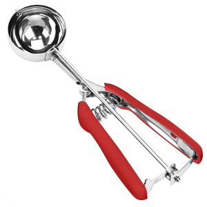 Cookie Scoop Set, 3Pcs Ice Cream Scoop, Cookie Scoops for Baking Set of 3, 18/8 Stainless Steel Cookie Scooper for Baking, Ice Cream Scooper with Trigger Release, Red Soft Grip Cookie Dough Scoop
