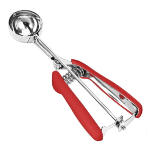 Cookie Scoop Set, 3Pcs Ice Cream Scoop, Cookie Scoops for Baking Set of 3, 18/8 Stainless Steel Cookie Scooper for Baking, Ice Cream Scooper with Trigger Release, Red Soft Grip Cookie Dough Scoop