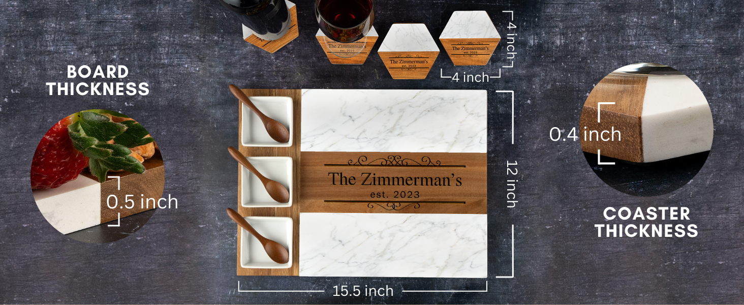 Personalized Charcuterie Board Set, Custom Engraved Marble Cheese Board with Knife Set, Wedding Engagement Gift for Couples, engagement gifts for couples Bridal Shower & Housewarming Gift
