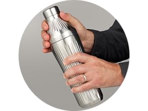 Elevated Craft Diamond Edition Hybrid Cocktail Shaker Set - Premium Vacuum Insulated Stainless Steel, 28 oz, Includes Built-in Strainer, Precise Measuring Top & XL Polishing Cloth - Martini Shaker