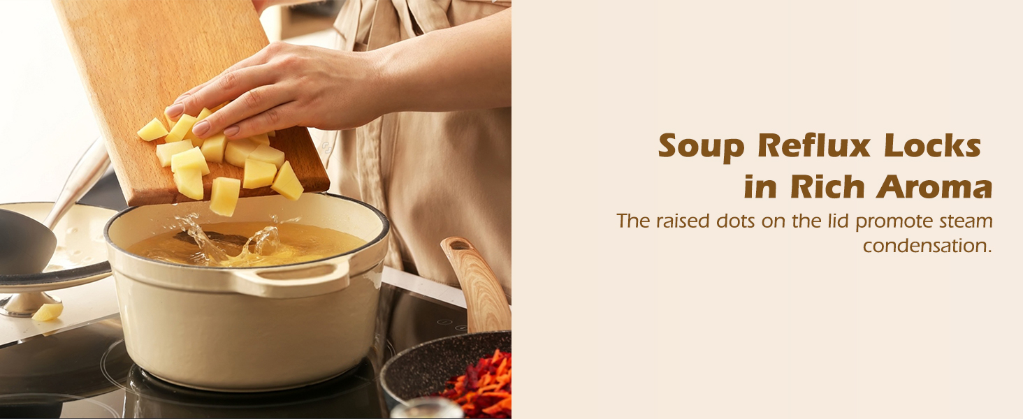 Enameled Cast Iron Dutch Oven - Umite Chef 5QT Pot with Lid & Cotton Potholders - Heavy-Duty Cookware for Bread Baking, Braising, Stews, Roasting(Cream White)