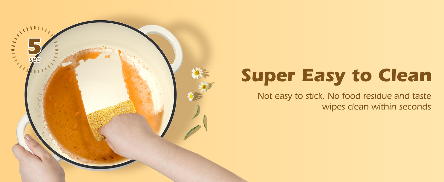 Enameled Cast Iron Dutch Oven - Umite Chef 5QT Pot with Lid & Cotton Potholders - Heavy-Duty Cookware for Bread Baking, Braising, Stews, Roasting(Cream White)