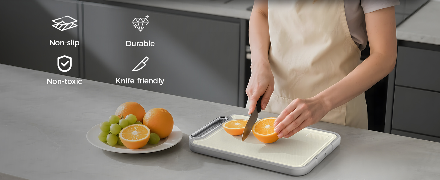 Stainless Steel Cutting Board for Kitchen, 2-in-1 Double-Sided Chopping Board, Food Grade Stainless Steel/PP, Easy to Clean, Large Size, Non-Slip, 16”×11”
