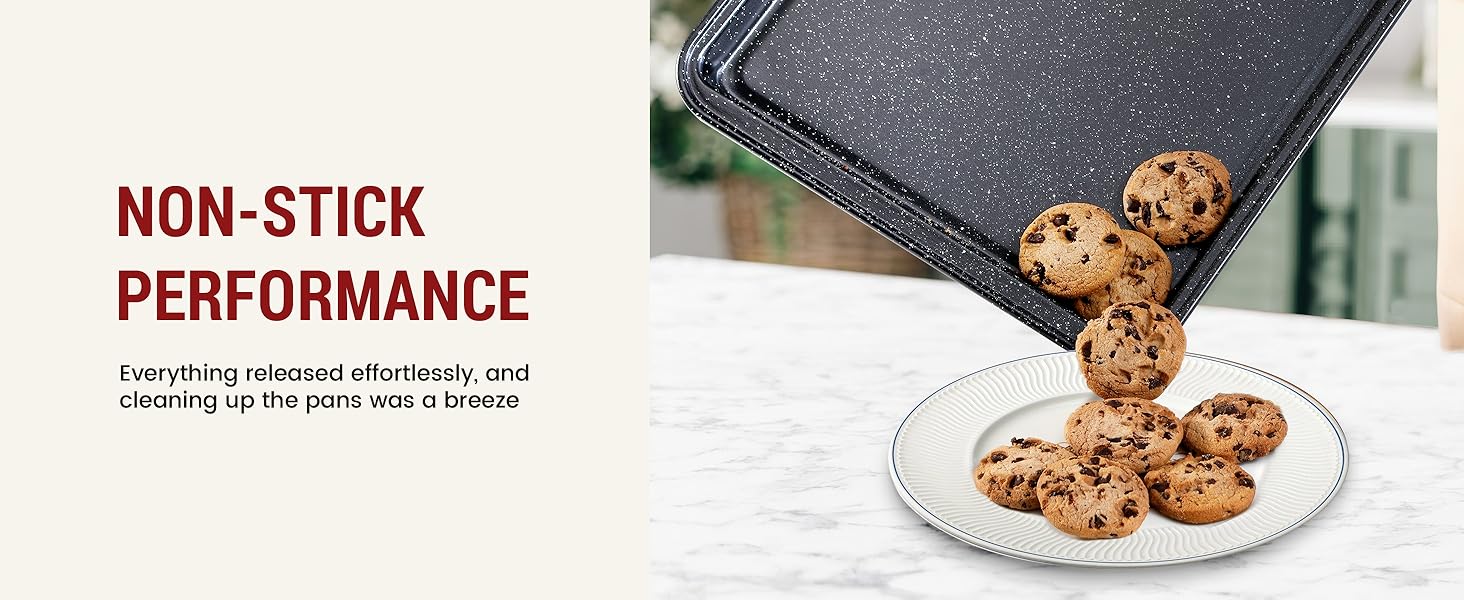 10-Piece Baking Pans Set, Bakeware Sets Nonstick, Baking Set for Oven Cooking, Stackable Carbon Steel Set Include Cookie Sheets, Muffin Pan, Cake Pan, Pizza Pan, Loaf Pan, Roasting Pan, Black