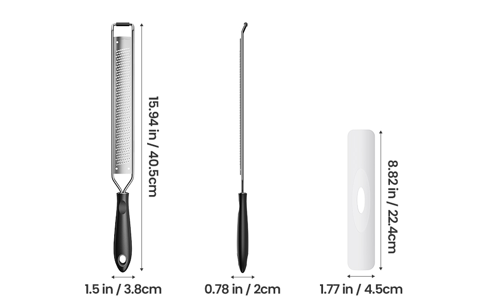 Zester Grater,Stainless Steel Cheese Grater with Non-Slip Comfort Grip,Black