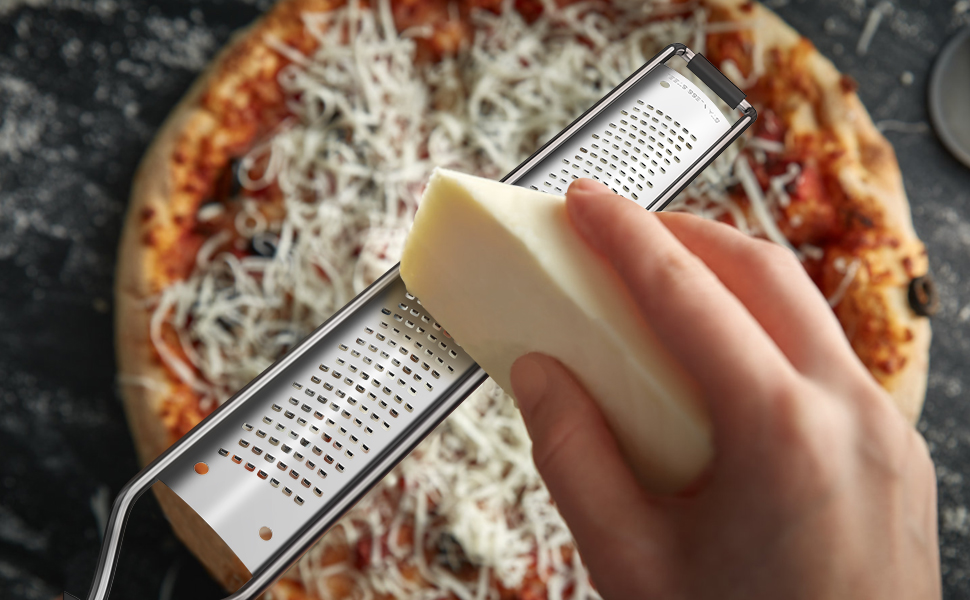 Zester Grater,Stainless Steel Cheese Grater with Non-Slip Comfort Grip,Black