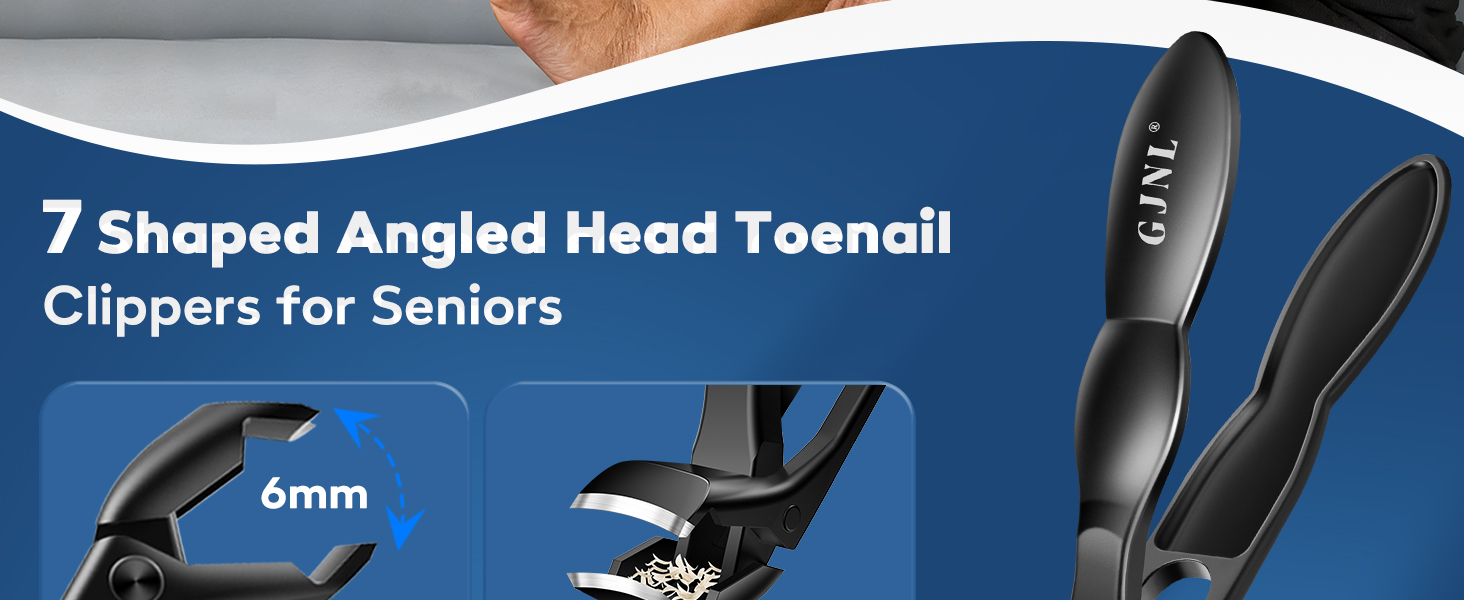 Toenail Clippers for Thick Nails, 6 Pcs Professional Wide Jaw Opening Nail Clipper Set for Seniors, Sharp Stainless Steel Fingernail Cutters with Slanted Edge & Travel Case, Podiatrist Tool Kit