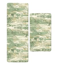 Collive Kitchen Mats for Floor 2PCS, Cushioned Anti Fatigue Mat Non Slip Waterproof Kitchens Sink Rug, Vintage Spring Floral Rugs Comfort Standing Mat for Laundry, Desk, Bar, Office, Black