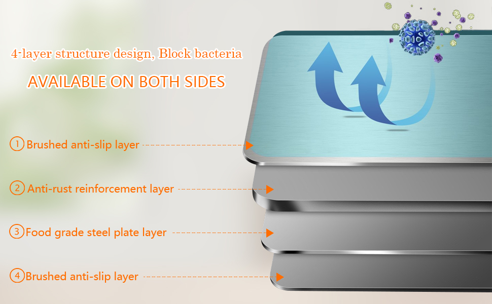 HUAKENER Large Stainless Steel Cutting Boards for Kitchen, Cutting Board with Counter Lip, Cutting Board with Silicone Mat for Meat, Fruits, Vegetables, Bread (15.7 x 11.8 Inch)