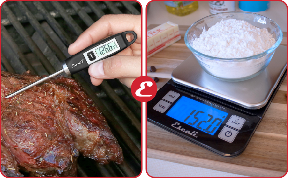 Escali Kitchen Scale and Thermometer Kit, Includes Nutro Digital Food Scale and Gourmet Digital Thermometer