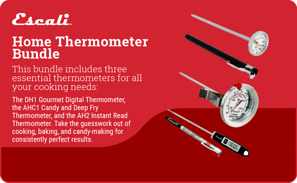 Escali Home Thermometer Set, Includes Gourmet Digital, Candy, and Instant-Read Meat Thermometers