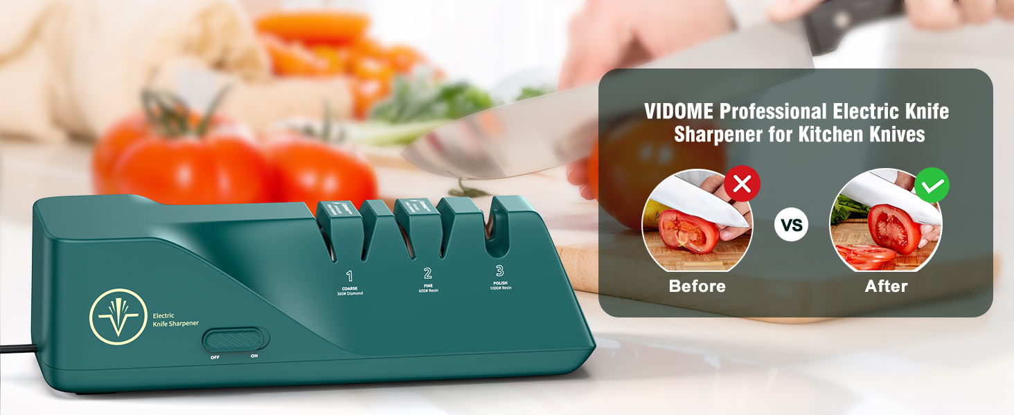 Knife Sharpener, Diamond Abrasives Electric Knife Sharpener for Stainless Steel and Ceramic Knives, with Dust Collection Box, Quick Sharpening & Polishing