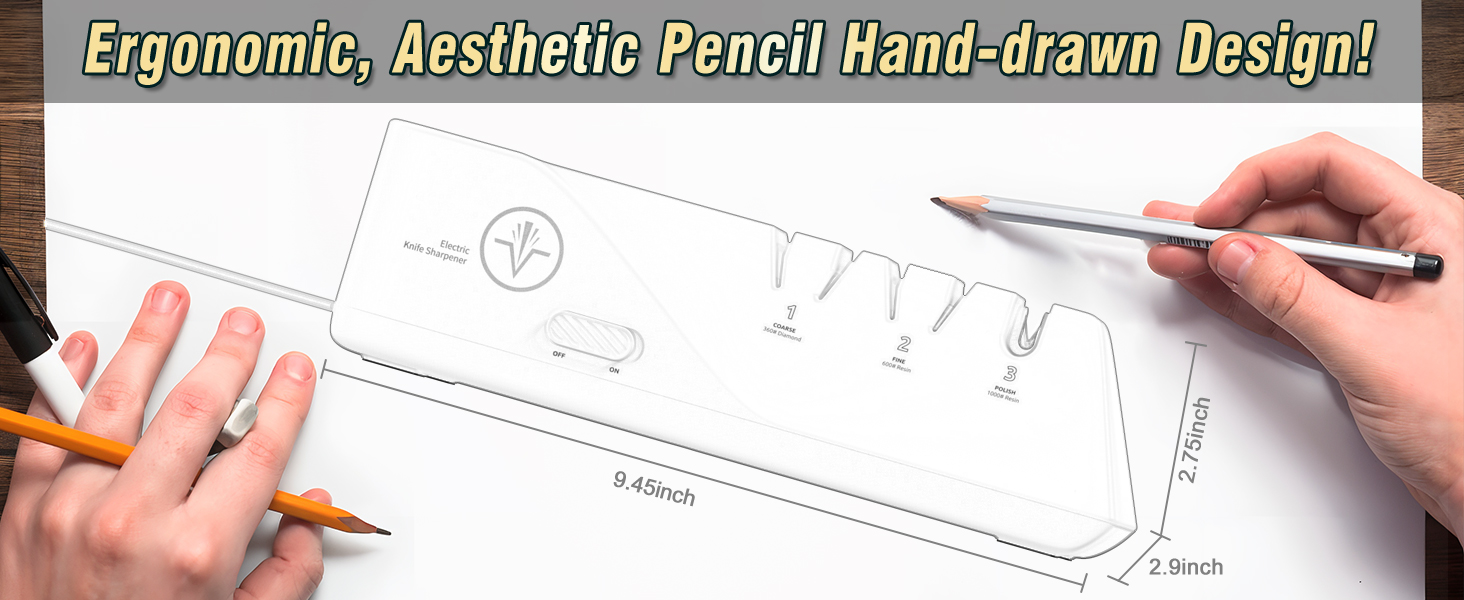 Knife Sharpener, Diamond Abrasives Electric Knife Sharpener for Stainless Steel and Ceramic Knives, with Dust Collection Box, Quick Sharpening & Polishing