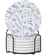 Set of 6 Sage Green Abstract Onyx Marble Coasters with Holder, Absorbent Ceramic Coasters for Drinks, Coasters with Cork Backing for Table Protection, Coffee Table Decor