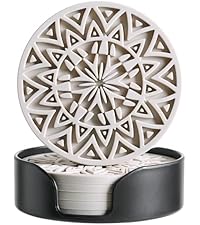 Set of 6 Sage Green Abstract Onyx Marble Coasters with Holder, Absorbent Ceramic Coasters for Drinks, Coasters with Cork Backing for Table Protection, Coffee Table Decor