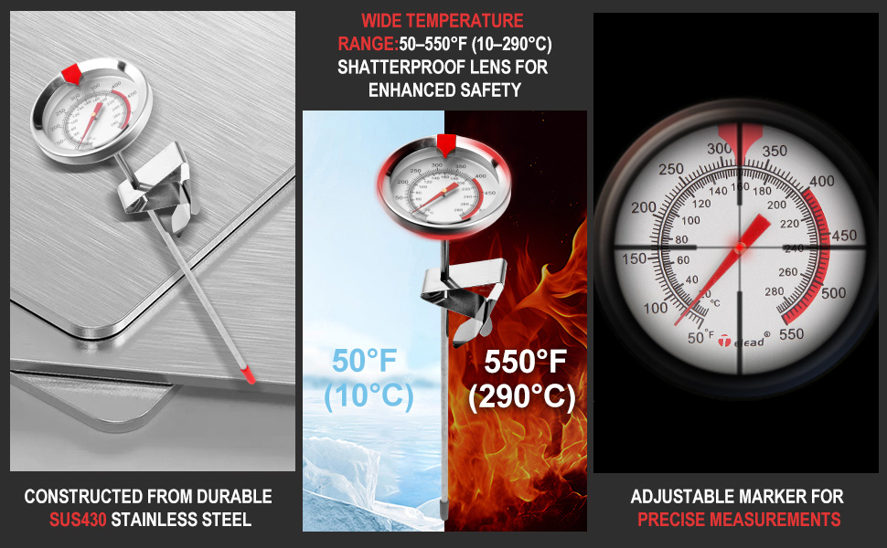 Candy Thermometer Waterproof IP67 - Oil Thermometer for Frying with Clips - 9