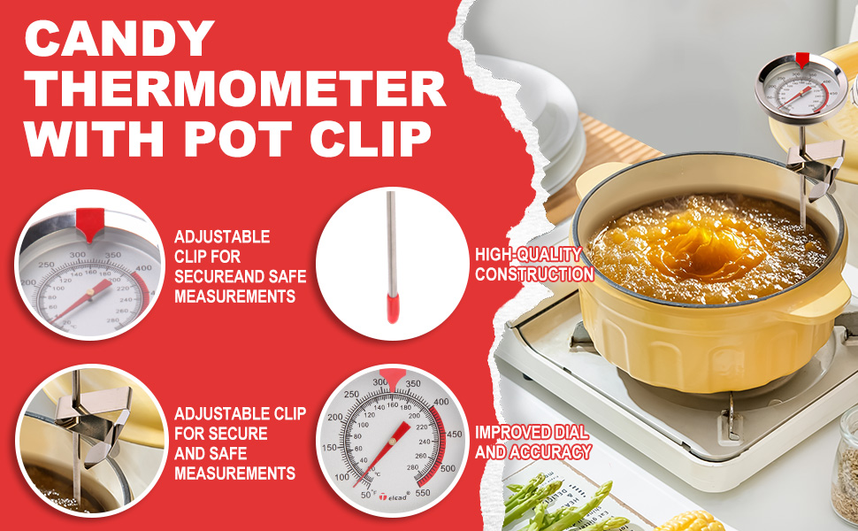 Candy Thermometer Waterproof IP67 - Oil Thermometer for Frying with Clips - 9
