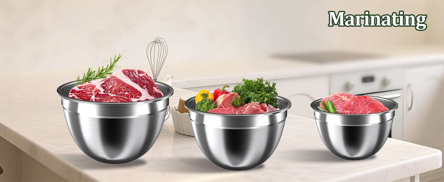 Mixing Bowls with Lids Set, 16PCS Stainless Steel Mixing Bowls,Nesting Storage Bowls for Kitchen with Mixing Bowl, Colander, Strainer & Grater, Metal Salad Bowl for Kitchen Gadgets, Black