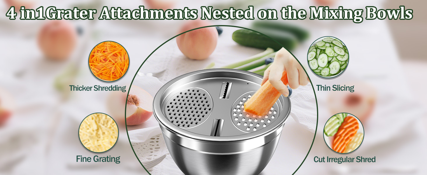 Mixing Bowls with Lids Set, 16PCS Stainless Steel Mixing Bowls,Nesting Storage Bowls for Kitchen with Mixing Bowl, Colander, Strainer & Grater, Metal Salad Bowl for Kitchen Gadgets, Black