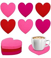 Whaline Valentine's Day Heart Coasters Pink White Love Heart Shape Handmade Braided Cotton Drink Coasters Absorbent Cup Mats for Mother's Day Wedding Birthday Party Decor Housewarming Gifts, 4Pcs