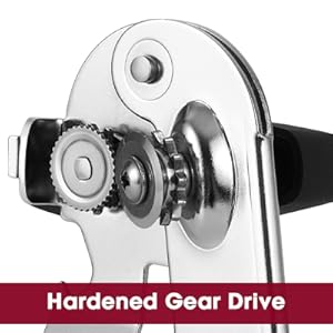 Manual Can Opener, UHIYEE Handheld Can Opener Heavy Duty with High Carbon Sharp Blade, Ease Can Open for Seniors with Comfort Grip Handles, Oversized Turn Knob, Black