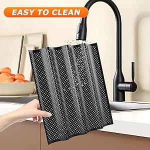 French Baguette Pan Set - 4-Loaf Nonstick Perforated with Proofing Cloth & Lame | Complete Bread Baking Kit