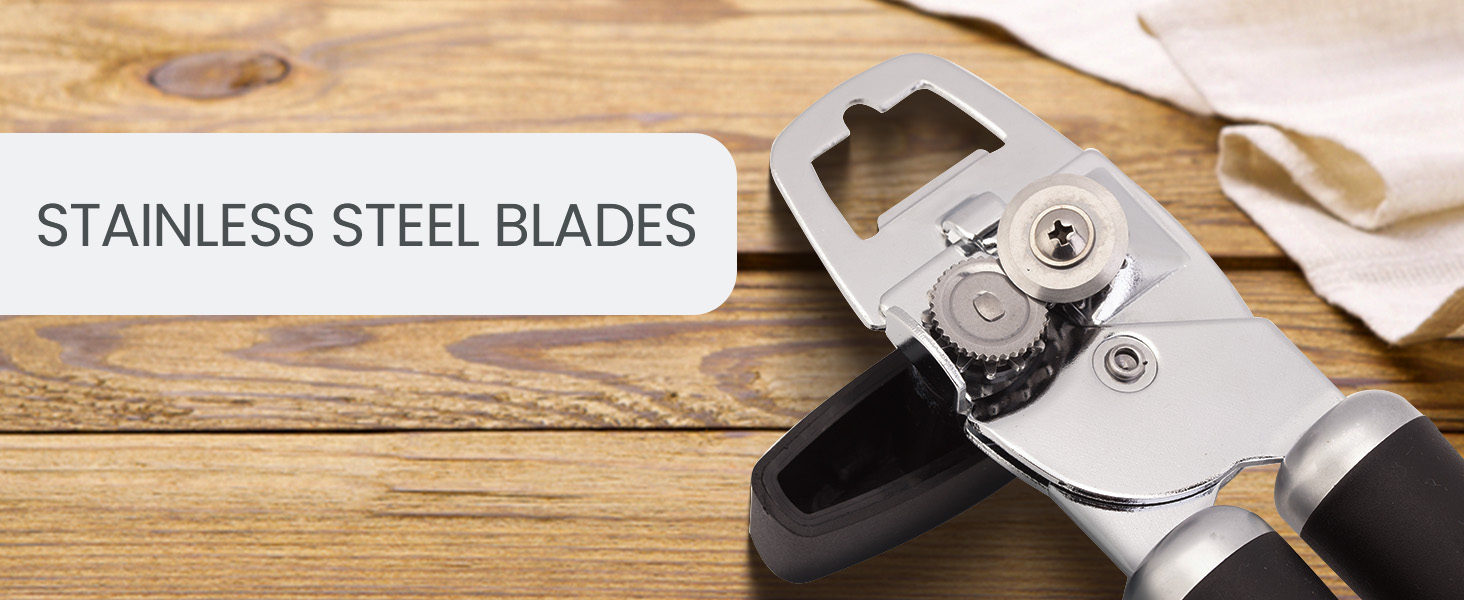 Zulay Kitchen Heavy Duty Stainless Steel Can Opener Manual with Bottle Opener - Rust Proof Manual Can Opener With Turn Knob & Comfy Soft Grip Handles - Orange