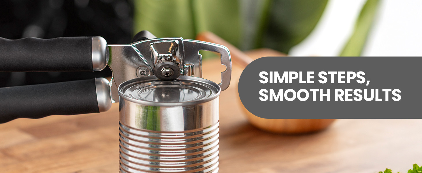 Zulay Kitchen Heavy Duty Stainless Steel Can Opener Manual with Bottle Opener - Rust Proof Manual Can Opener With Turn Knob & Comfy Soft Grip Handles - Orange