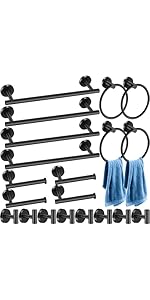 Blulu 30 Pcs Bathroom Hardware Set, Stainless Steel Towel Bar Set Includes 16 Inch Towel Bar, Hook, Ring, Toilet Paper Holder Wall Mounted Bathroom Accessories (Brushed Nickel)