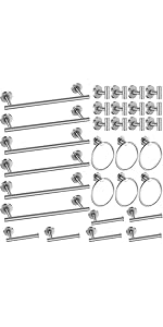 Blulu 30 Pcs Bathroom Hardware Set, Stainless Steel Towel Bar Set Includes 16 Inch Towel Bar, Hook, Ring, Toilet Paper Holder Wall Mounted Bathroom Accessories (Brushed Nickel)